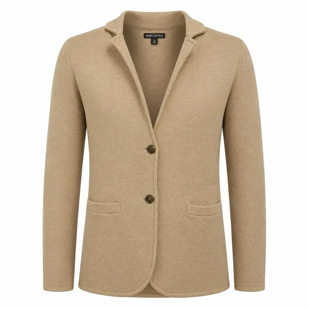 J Crew Sweater Cardigan Mercantile Camel Cotton Blazer Preppy S